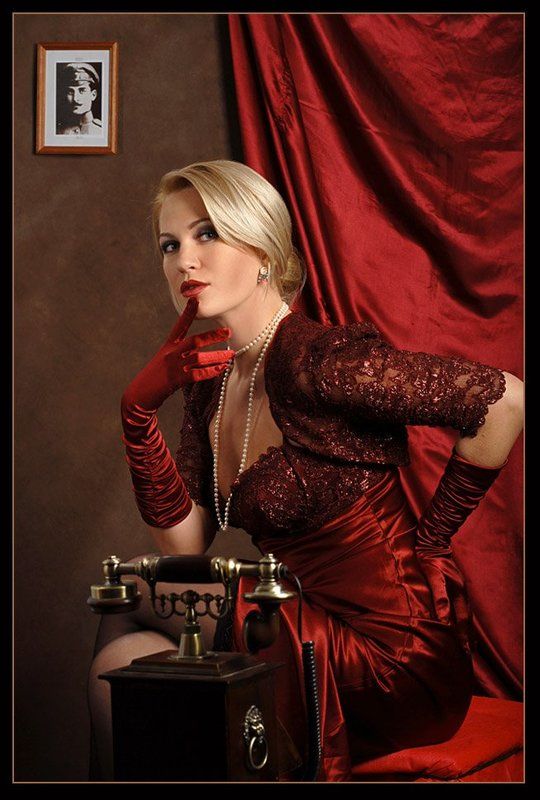 девушка, ретро,телефон \