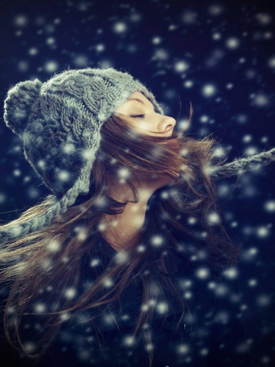 девушка, снег, шапка, пальто, fatebeyond