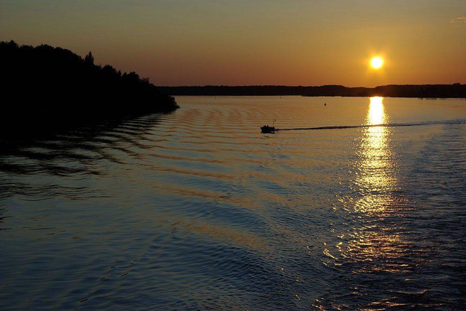 река,лодка,закат, Солодухин Виктор