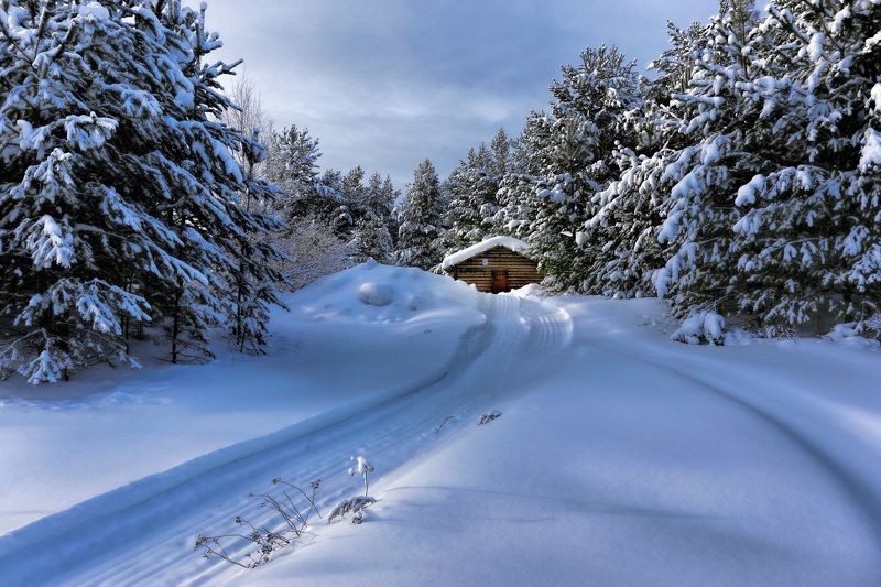 Tatiana Borisova, Домик, Зима, Снег, Тайга, Татьяна Борисова Избушкаphoto preview