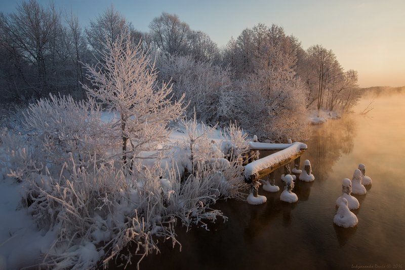 2016, Вода, Деревья, Зима, Иней, Озеро, Рассвет, Россия, Снег, Утро, Шатура ***photo preview