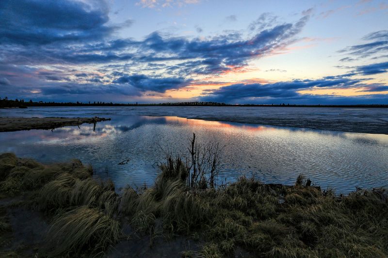 весна, закат, озеро, север Весной на озереphoto preview