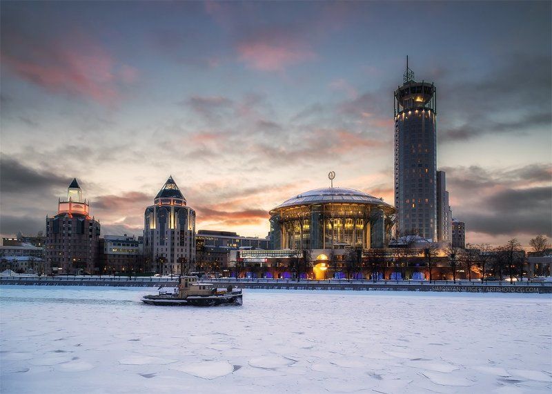 закат, лед, москва, река Будниphoto preview