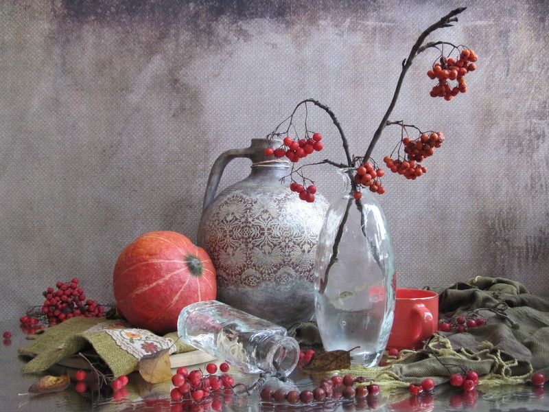 ветки, рябина, тыква, винтаж, зима Рябина в декабреphoto preview