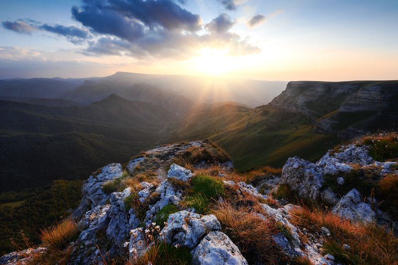 пейзаж, облака, природа, россия, кавказ, закат, бермамыт, Незадолго до закатаphoto preview