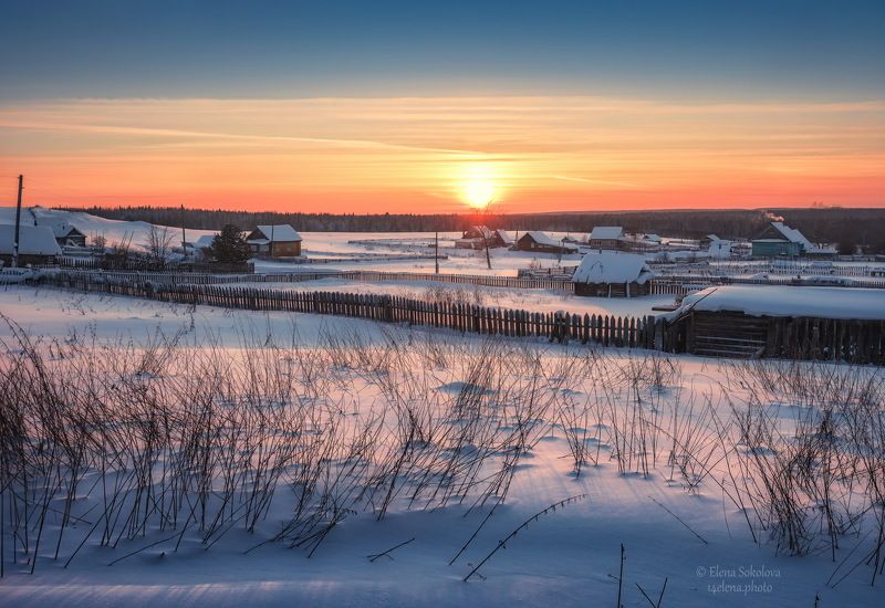 село, закат, зима, юксеево Зимний закат в с. Юксеевоphoto preview