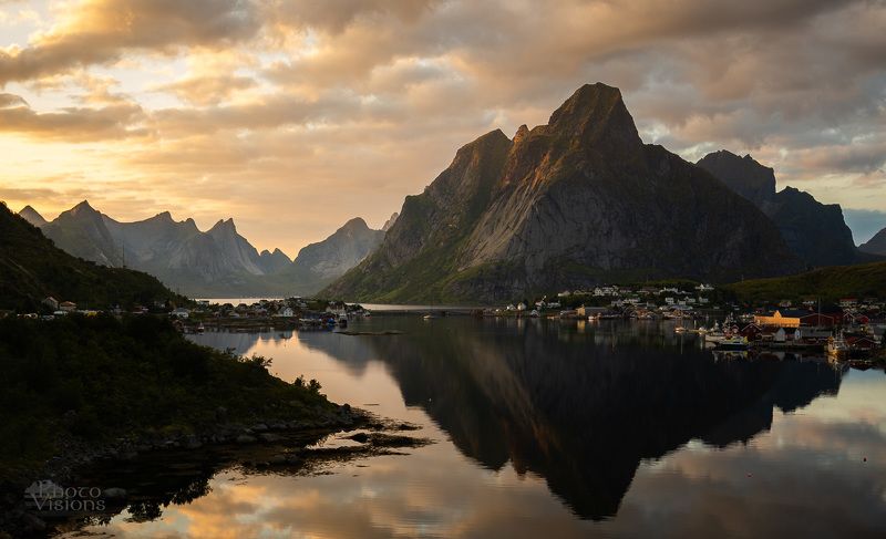 lofoten,reine,sunset,summer,mountains,sea,nature,landscape, Calm Evening over Reinephoto preview