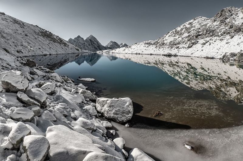 кавказ, горы, карачаево-черкесия, махар, озеро, горное озеро, отражение, нахар Снежное озеро фото превью