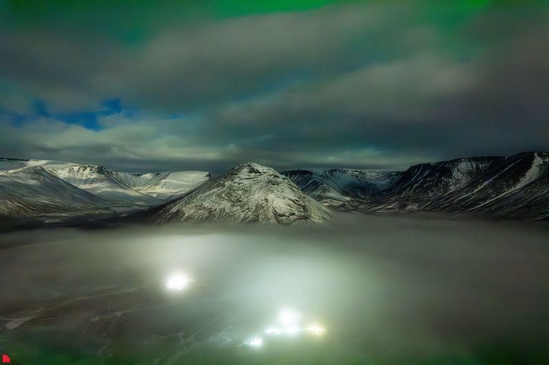 кировск, хибины, кольский полуостров, полярное сияние, аврора Огни Хибинphoto preview