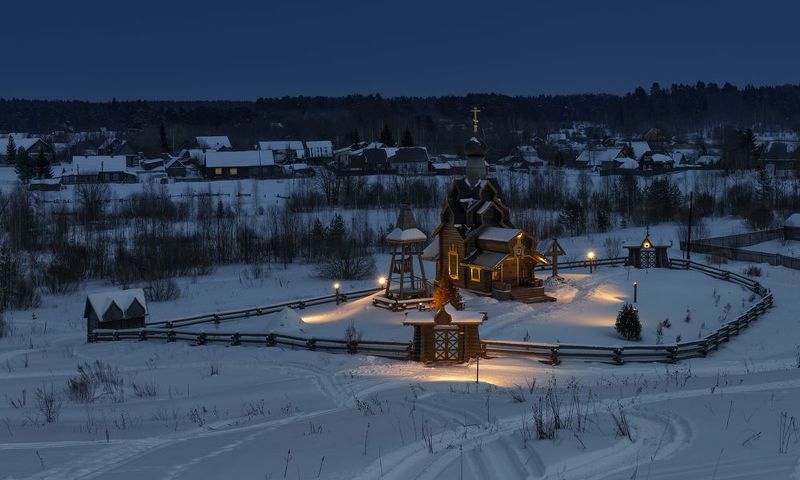 берёзовый рядок, селигер, тверская область Зимний вечерphoto preview