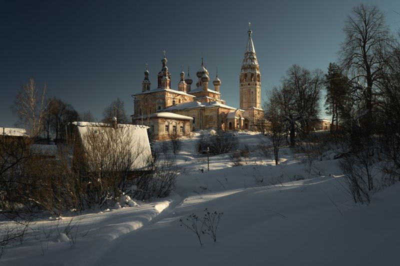 россия, село, деревня, парское, зима, храм, церковь, православие, ивановская область, вечер Зимний вечер в Парскомphoto preview