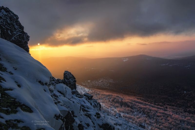 таганай, откликной гребень, зима, закат, пейзаж, вечер Морозный закатphoto preview