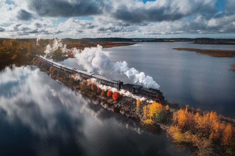 Рускеала, поезд, поезда, ржд, транспорт, карелия, соравала, рускеала, хийденсельга, горныйпарк Рускеальский экспресс осеньюphoto preview