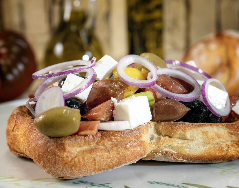 салат еда натюрморт  Необычный Греческий салат photo preview