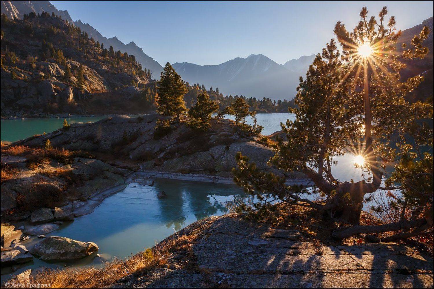 Дарашколь в утренних лучах. Автор: Аня Графова Алтай, Аня графова, Горный алтай, Горы, Дарашколь, Катунский хребет, Осень, Аня Графова