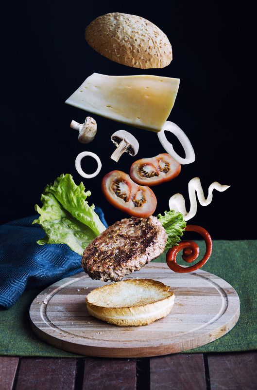 еда, аппетитно, бургер Летающий бургерphoto preview