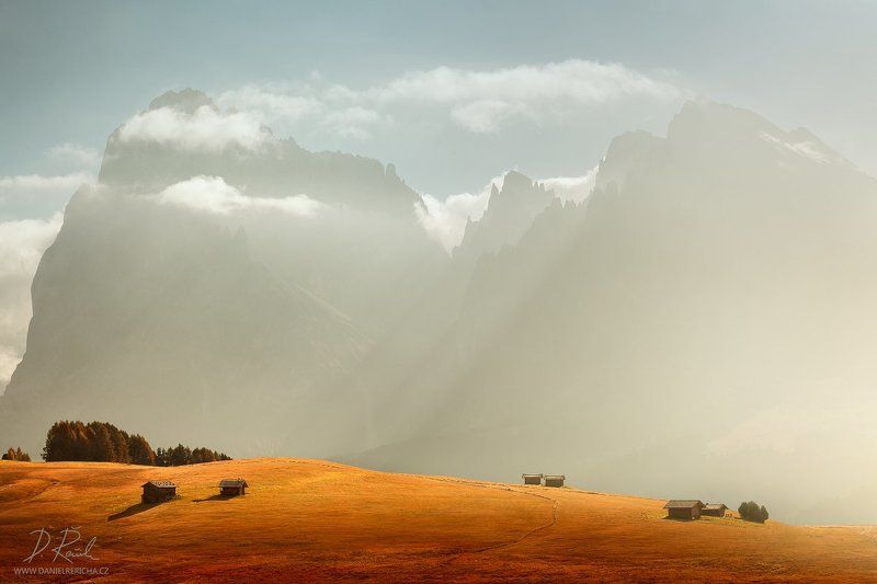 Alpe di Siusi, Alps, Dolomiten, Dolomites, Dolomiti, Italia, Italien, Italy, Sassolungo, South Tyrol, Trentino, Tyrol, alpine, autumn, awesome, clouds, colors, daniel rericha, house, hut, landscape, meadows, morning, mountains, nature, peaks, photogenic p The landscape of contrastsphoto preview