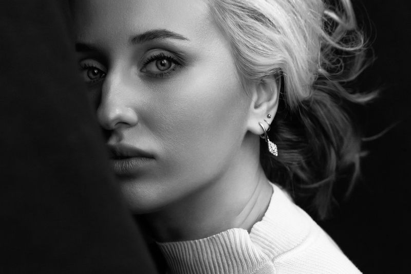 чб, девушка, женский портрет, портрет, взгляд, блондинка * * *photo preview