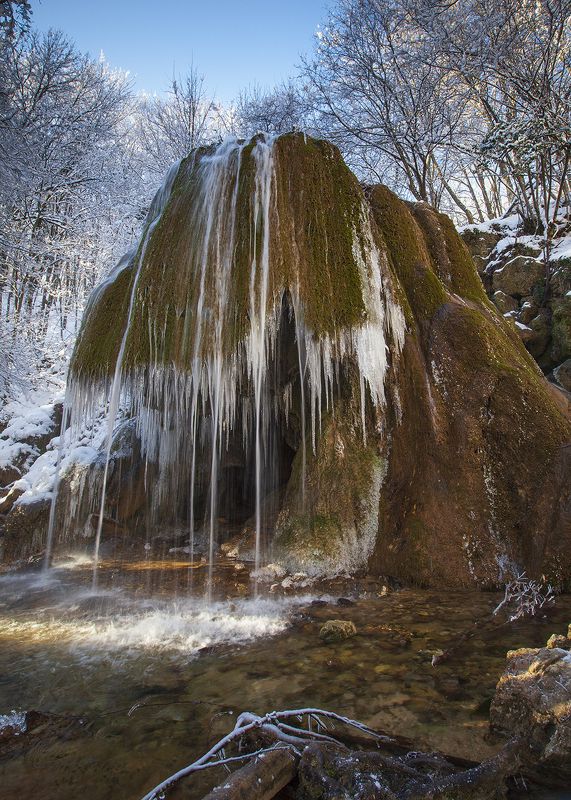 крым, пейзаж, водопад, серебряные струи, зима, малый каньон, Серебряные струи. фото превью