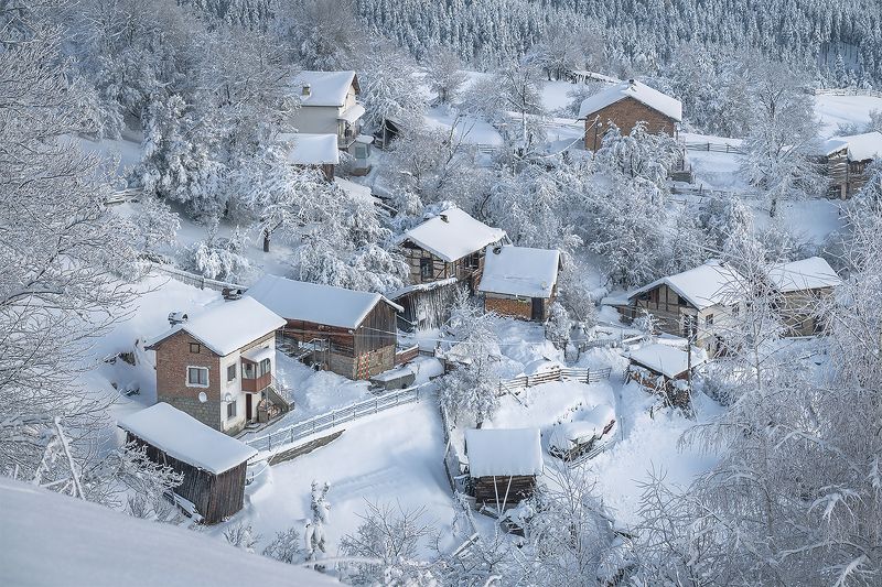 landscape, nature, scenery, oldhouses, village, snow, winter, mountain, rodopi, bulgaria Winter in Rhodopi mountainsphoto preview