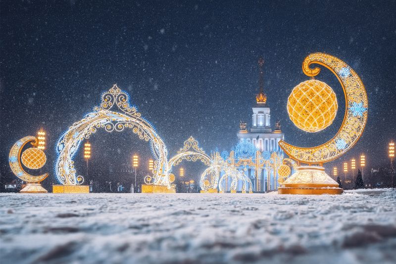зима, москва, вднх, новогодние декорации, иллюминация, снег, moscow, winter, new year Зима на ВДНХphoto preview