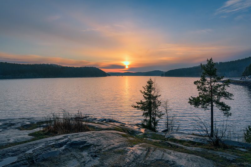 вечер, весна, карелия, залив кирьявалахти ***photo preview