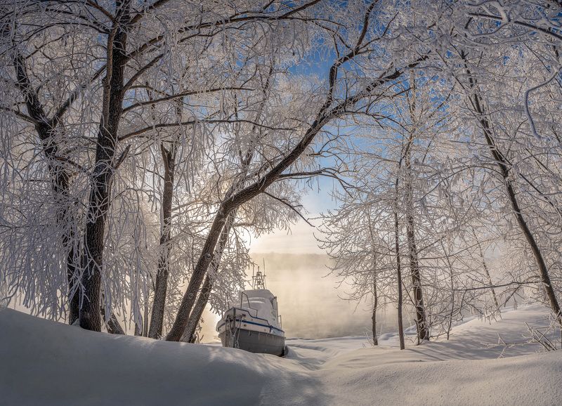 утро на реке бия после снегопада и заморозков Зимняя сказкаphoto preview