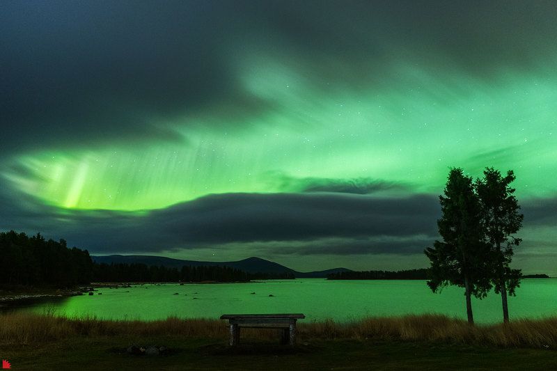 лувеньга аврора сияние озеро горы Лувеньгаphoto preview