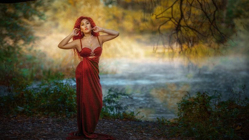 осень природа красота свет девушк прогулка нежность образ Осенняя прогулка фото превью