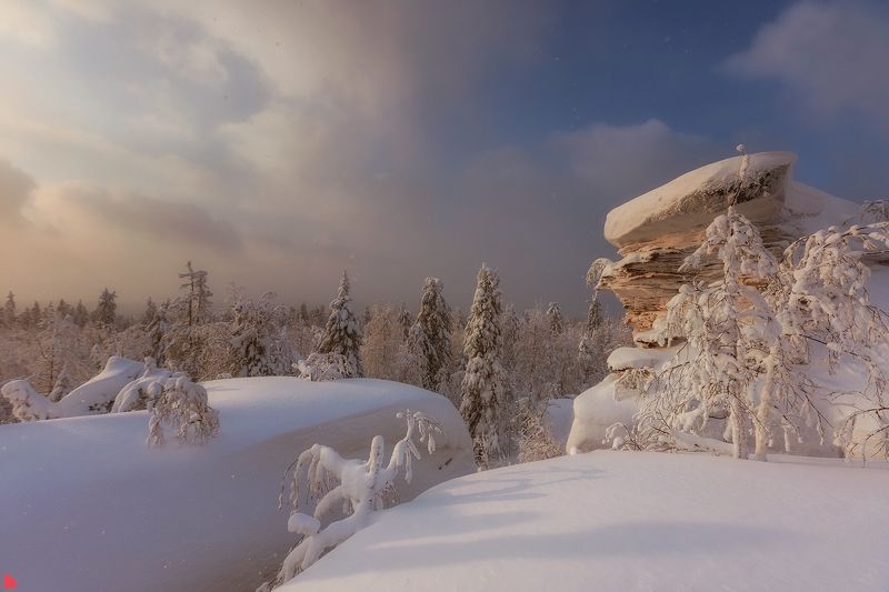 губаха, усьва, пермский край, зима, скалы Каменный городphoto preview