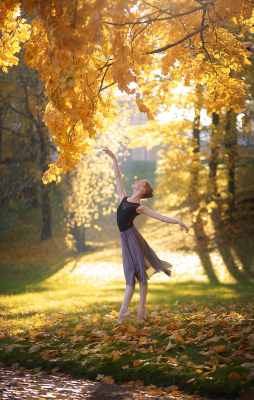 балерина, балет, девушка, красивая, гибкость, на природе, движение, танец, хореография, фотография, фигура, портрет, свет Осеньphoto preview