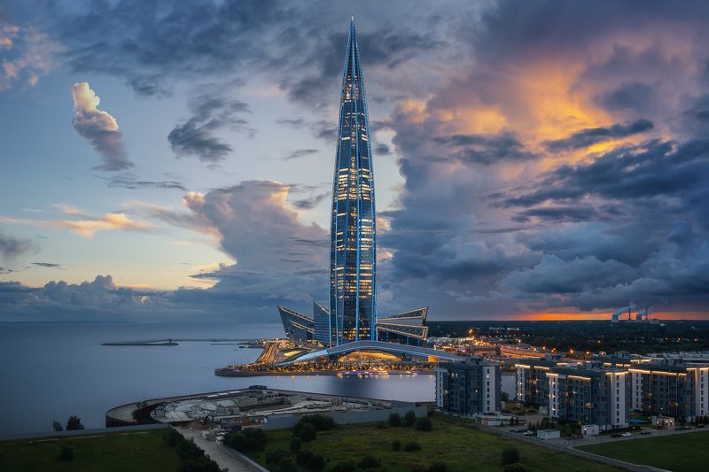 лахтацентр, лахта, лахта-центр, lakhta, архитектура, город, питер, петербург Лахта-центр на закатеphoto preview