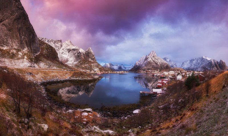 reine, lofoten, polar circle, norway, north Sunrise over Reinephoto preview
