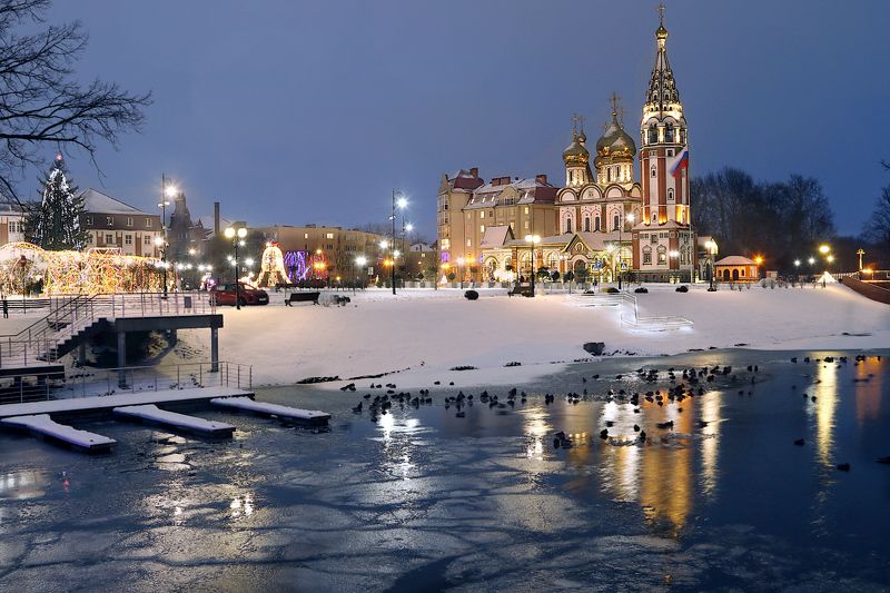 храм, город, огни, новый год Новогодний Храмphoto preview