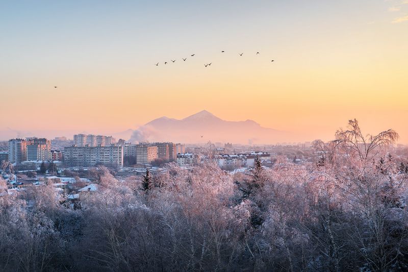кавказ, кмв, ессентуки, зимний город, зимний рассвет, зима, снег, утро, рассвет, город под горой Зимний рассветphoto preview