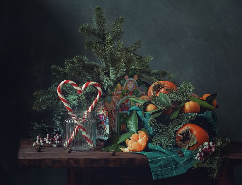 #мандарины #хурма #леденцы #зимний Зимний натюрмортphoto preview