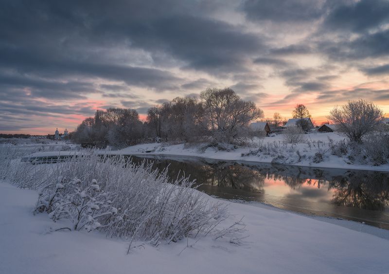 дунилово, зима, утро, храм, рассвет Рассветное мгновение фото превью