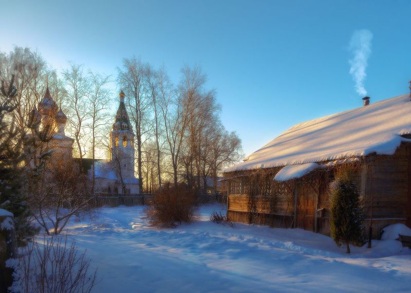зима, мороз, церковь, снег, восход, деревня, дом А за городом зима, зима, зима...photo preview