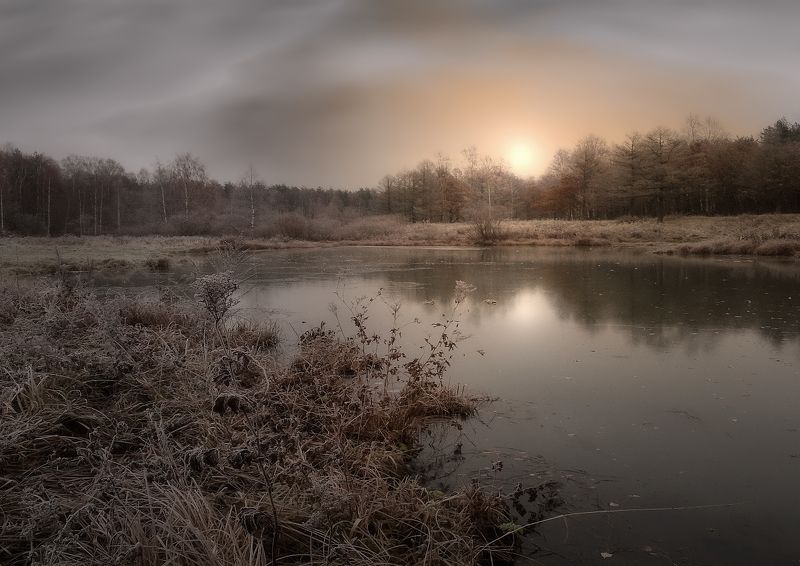 пейзаж, природа, осень, лес, пруд, лед, небо, солнце, облака Осенние зарисовки Xphoto preview
