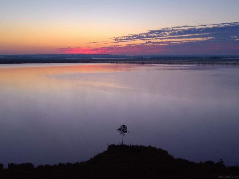 пейзаж, рассвет, озеро, туман, солнце, облака, дрон, болото Разгорается рассветphoto preview
