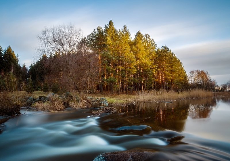 Evening, Long exposure, Rapids, River, Winter Last lightphoto preview