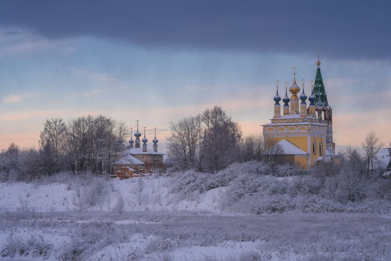 дунилово, зима, утро, храм, рассвет Дунилово фото превью
