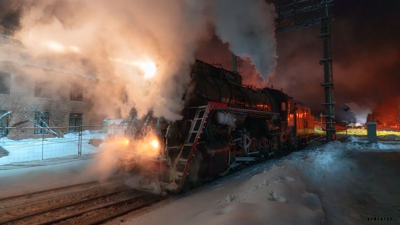 сортавала, зима, мороз, паровоз, депо Паровознаяphoto preview