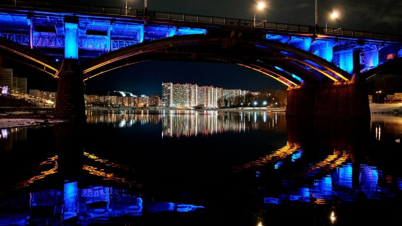 красноярск, мост Огни ночного городаphoto preview