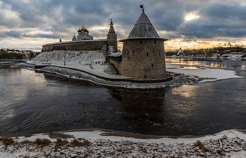 Псков, Зима, Кремль, Кром, Зима, Крепость Зимний Кромphoto preview