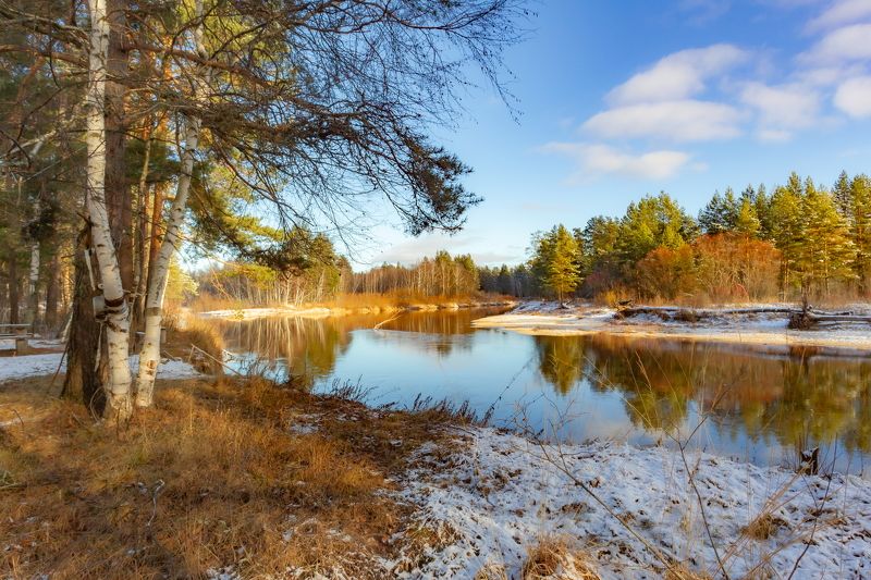 река, осень, пейзаж, первый снег Осенняя прогулкаphoto preview