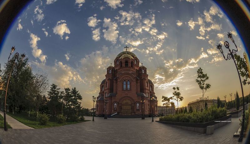 собор, архитектура, волгоград, рассвет, фишай Александро-Невский соборphoto preview