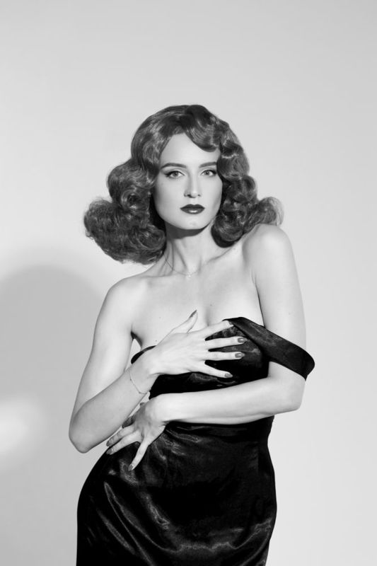 женский портрет, постановочная фотография. ретро, винтаж, студийная фотосессия, чб фото, b&w photo, old hollywood, photo preview