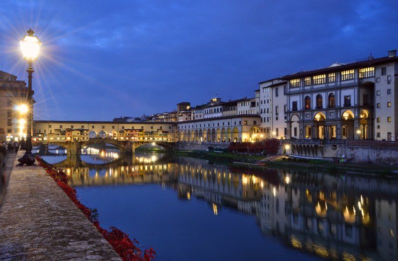 италия, флоренция, понте, веккьо, ночь, italy, florence, ponte, vecchio, night Прогулка по ночной Флоренцииphoto preview