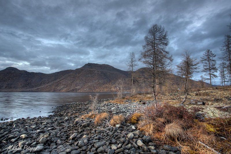 Дикая природа, Закат в горах, Листопад, Озеро, Оймякон, Осенний вечер, Якутия Закат на оз.Улууphoto preview